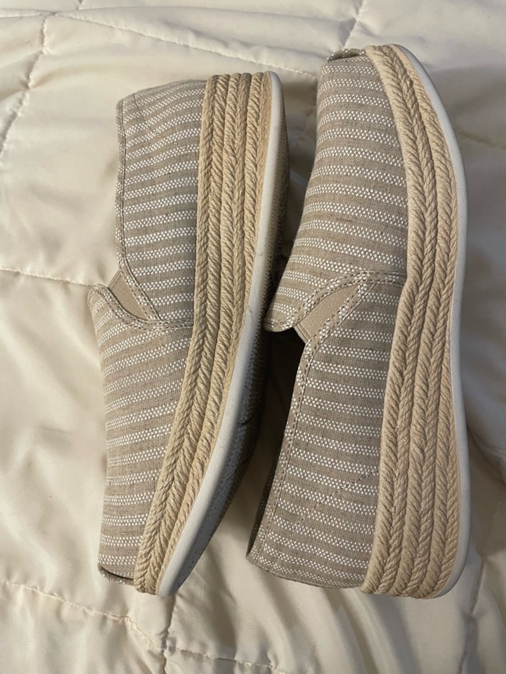BOBS from Skechers Women's Beige Striped Espadrille Slip-Ons - Picture 2 of 5